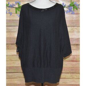 Talbots Women's Black Half Sleeve Knit Tee Plus Size 1X Sequin Stretch MINT